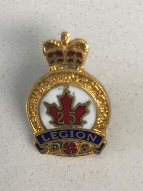 Royal Canadian Legion 25 Years of Service Lapel Hat Pin